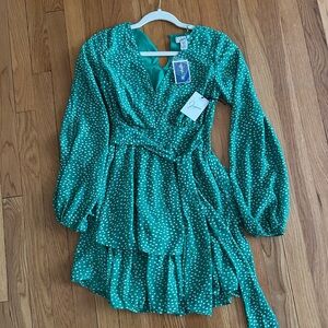 Green Polka Dot Dress xs